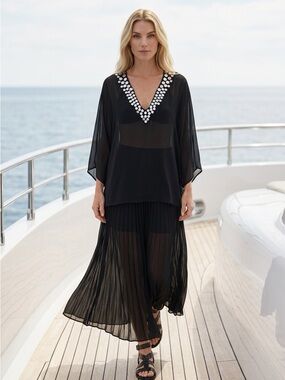 Michael Kors Black V-neck with mirror accents